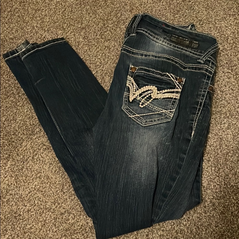 Wallflower Blue Skinny Jeans with Distinctive Stitching
